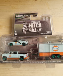 CHEVROLET SILVERADO 2021 + CORVETTE STINGRAY 2021 Y CARRO GREENMACHINE  1:64